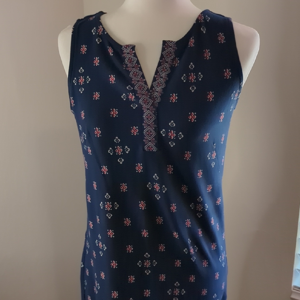Talbots Navy Sleeveless Dress with Red Accents